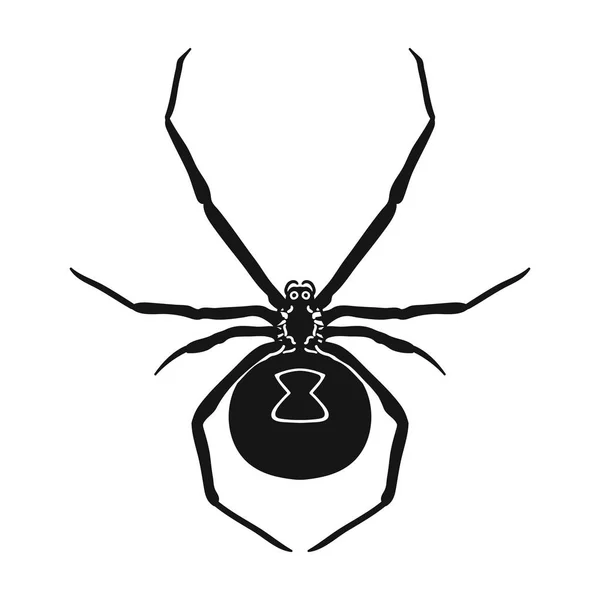 Zwarte weduwe spin pictogram in zwarte stijl geïsoleerd op een witte achtergrond. Insecten symbool voorraad vectorillustratie. — Stockvector