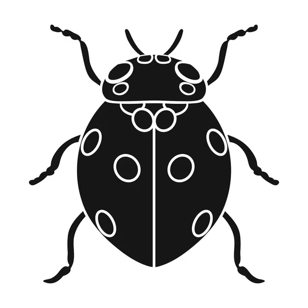 Lieveheersbeestje pictogram in zwarte stijl geïsoleerd op een witte achtergrond. Insecten symbool voorraad vectorillustratie. — Stockvector