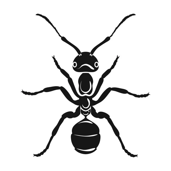 Ant pictogram in zwarte stijl geïsoleerd op een witte achtergrond. Insecten symbool voorraad vectorillustratie. — Stockvector