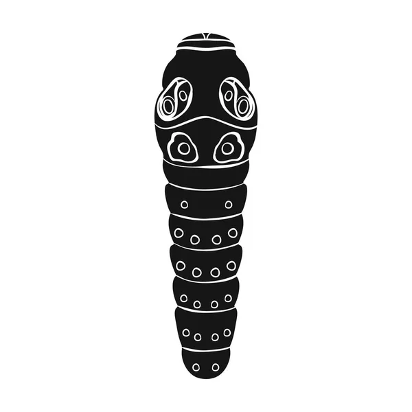 Caterpillar pictogram in zwarte stijl geïsoleerd op een witte achtergrond. Insecten symbool voorraad vectorillustratie. — Stockvector