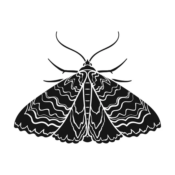 Icône de papillon de nuit dans un style noir isolé sur fond blanc. Illustration vectorielle du symbole d'insectes . — Image vectorielle