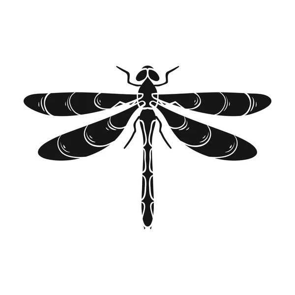 Dragonfly icon in black style isolated on white background. Insects symbol stock vector illustration. — Stock Vector