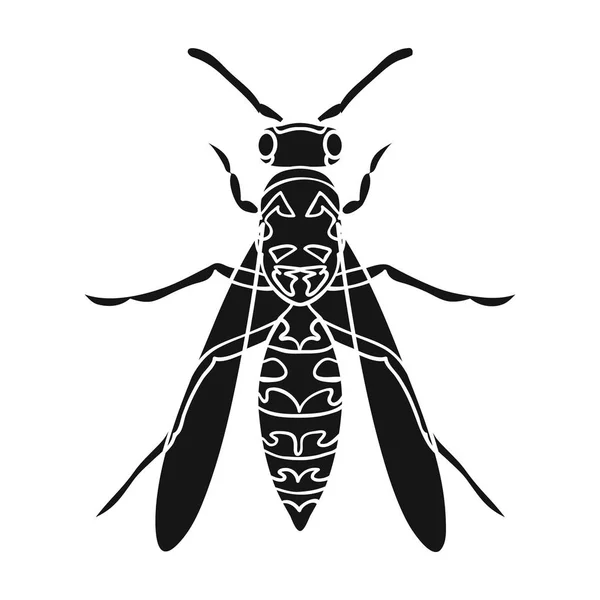 Icono de avispa en estilo negro aislado sobre fondo blanco. Ilustración de vector de stock de símbolos de insectos . — Vector de stock