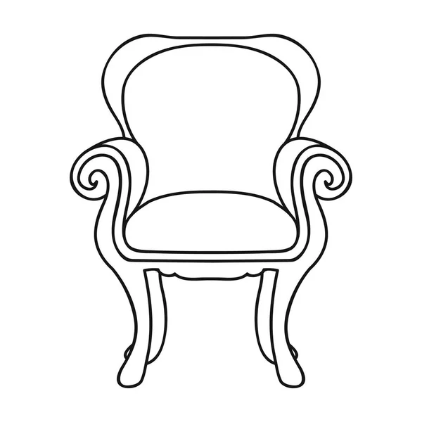 Wing-back chair icon in outline style isolated on white background. Furniture and home interior symbol stock vector illustration. — Stock Vector