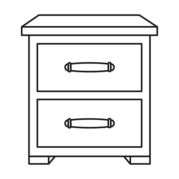 Icono de mesita de noche en estilo de contorno aislado sobre fondo blanco. Muebles y hogar símbolo interior stock vector ilustración . — Vector de stock