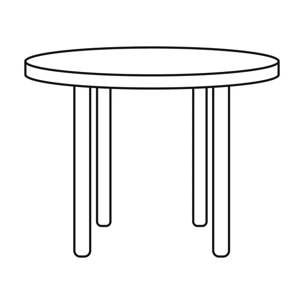 Icône de table ronde en bois de style contour isolé sur fond blanc. Meubles et intérieur de la maison symbole illustration vectorielle de stock . — Image vectorielle