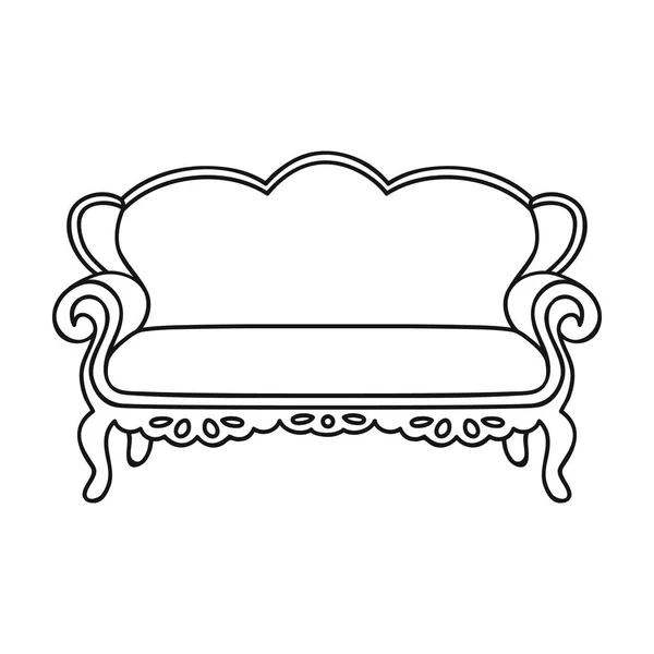 Vintage καναπές εικονίδιο στο στυλ διάρθωσης που απομονώνονται σε λευκό φόντο. Έπιπλα και σπίτι εσωτερικό σύμβολο απόθεμα διανυσματικά εικονογράφηση. — Διανυσματικό Αρχείο