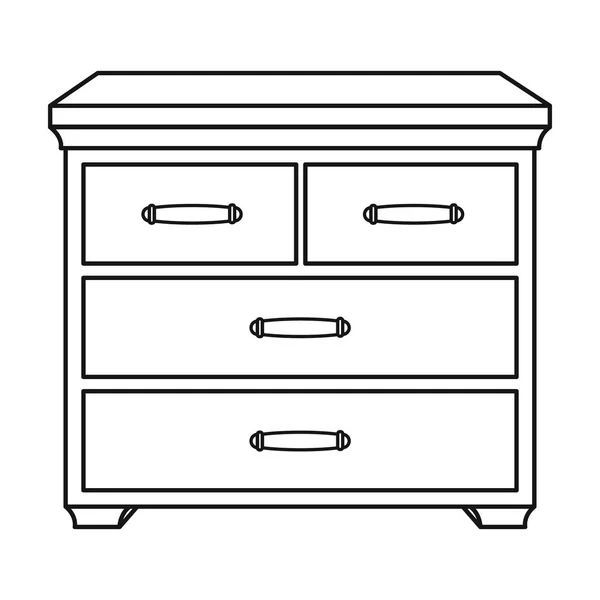 Armario de madera con icono de cajones en estilo de contorno aislado sobre fondo blanco. Muebles y hogar símbolo interior stock vector ilustración . — Vector de stock