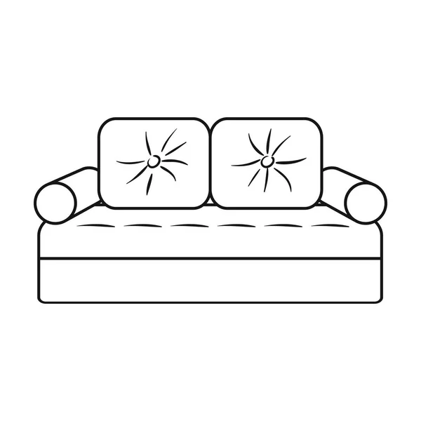 Couch icon in outline style isolated on white background. Furniture and home interior symbol stock vector illustration. — Stock Vector