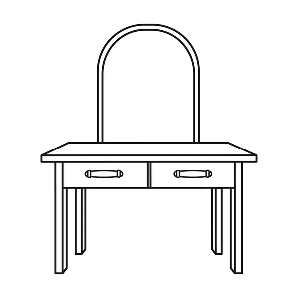 Frisiertisch-Symbol im Umrissstil isoliert auf weißem Hintergrund. Möbel und Home Interior Symbol Aktienvektor Illustration. — Stockvektor