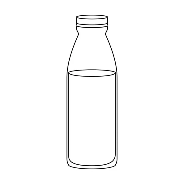 Icona bottiglia di latte in vetro in stile contorno isolato su sfondo bianco. Illustrazione vettoriale del prodotto a base di latte e del simbolo dolce . — Vettoriale Stock