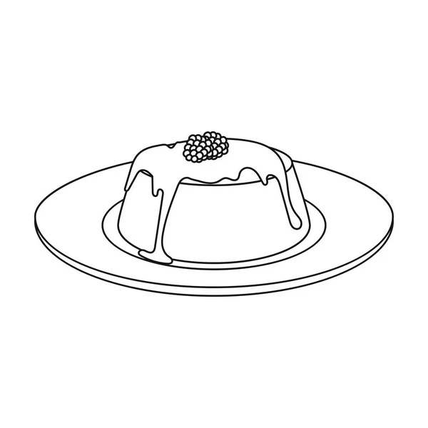 Panna cotta ícone em estilo esboço isolado no fundo branco. Ilustração do vetor de estoque de produtos lácteos e símbolos doces . —  Vetores de Stock