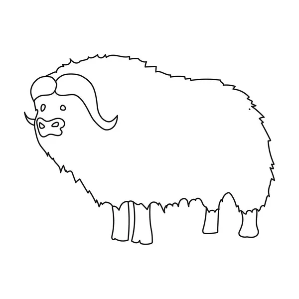 Muskox of stone age icon in outline style isolated on white background. Stone age symbol stock vector illustration. — Stock Vector