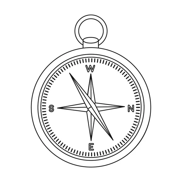 Icona bussola in stile contorno isolato su sfondo bianco. Illustrazione vettoriale stock simbolo pirati . — Vettoriale Stock