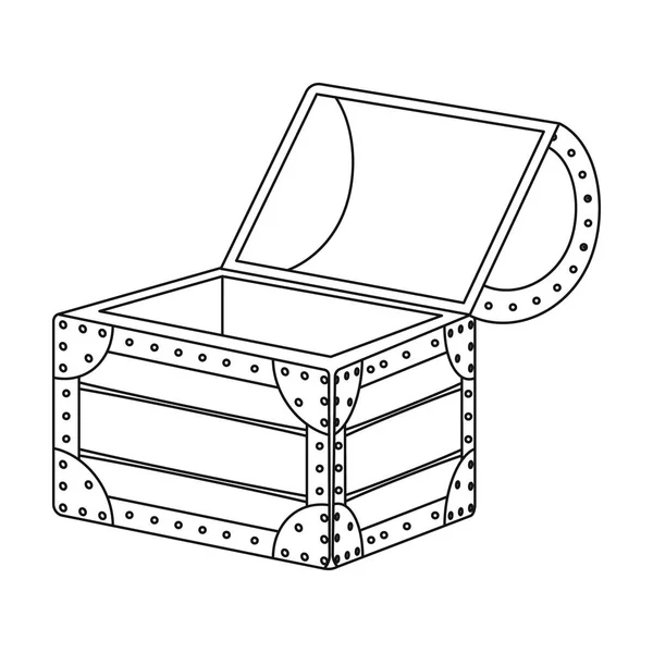 Пиратский деревянный сундук иконка в стиле наброска изолированы на белом фоне. Векторная иллюстрация символов пиратов . — стоковый вектор
