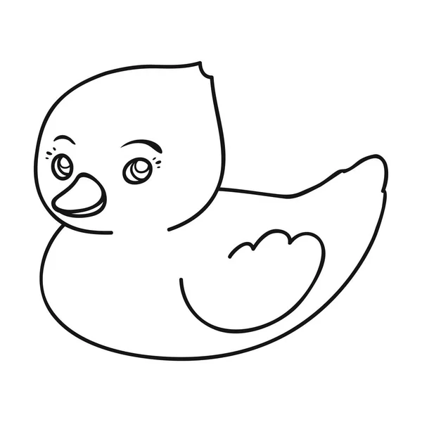 Gumová kachna hračka ikony ve stylu osnovy izolovaných na bílém pozadí. Dítě rodí symbol akcií vektorové ilustrace. — Stockový vektor
