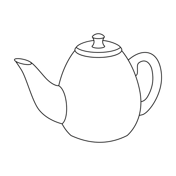 Tetera icono en estilo de contorno aislado sobre fondo blanco. Inglaterra país símbolo stock vector ilustración . — Vector de stock