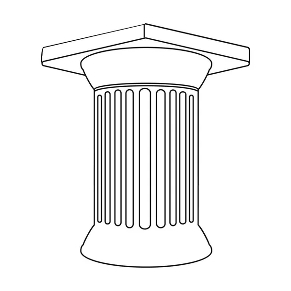 Иконка античной колонки в стиле контура выделена на белом фоне. Векторная иллюстрация символов Греции . — стоковый вектор