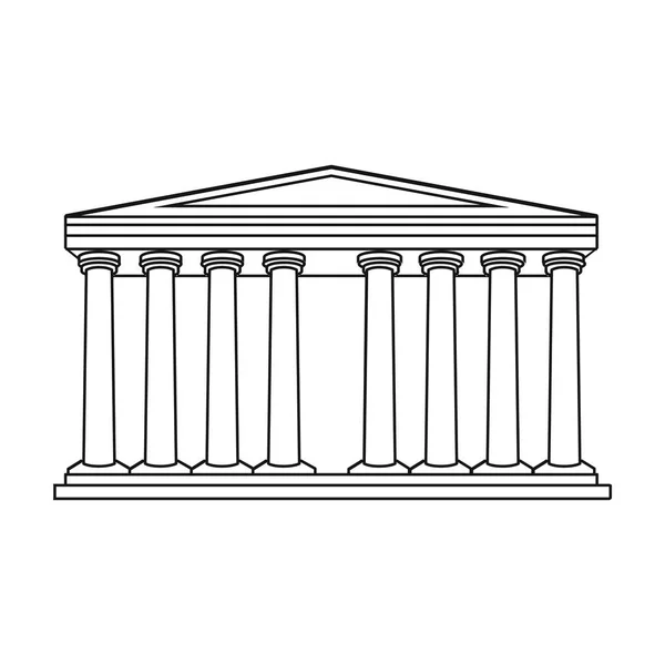 Иконка древнегреческого храма в стиле очертаний выделена на белом фоне. Векторная иллюстрация символов Греции . — стоковый вектор