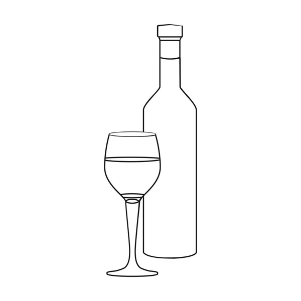 Icône de vin rouge dans le style de contour isolé sur fond blanc. Grèce symbole illustration vectorielle de stock . — Image vectorielle