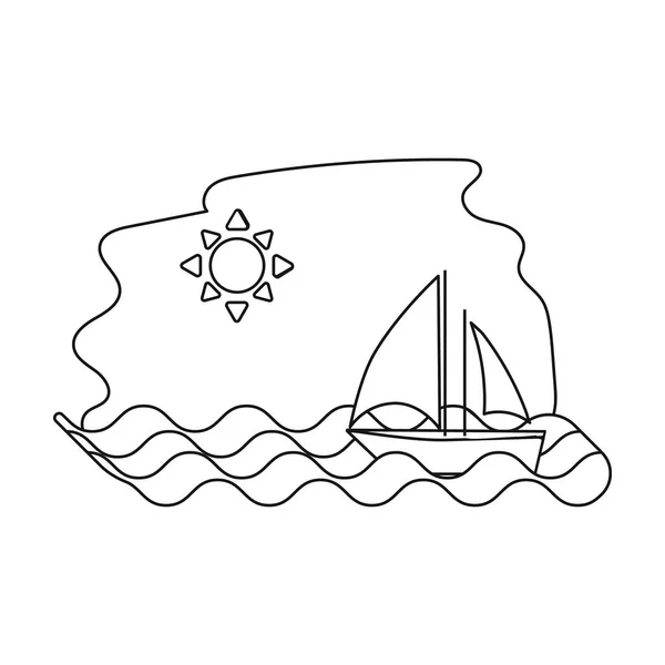Segelboot auf dem Meer Symbol in Umriss Stil isoliert auf weißem Hintergrund. Griechenland Symbol Aktienvektor Illustration. — Stockvektor