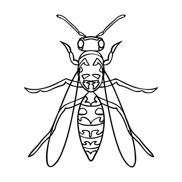 Icona vespa in stile contorno isolata su sfondo bianco. Insetti simbolo stock vettoriale illustrazione . — Vettoriale Stock