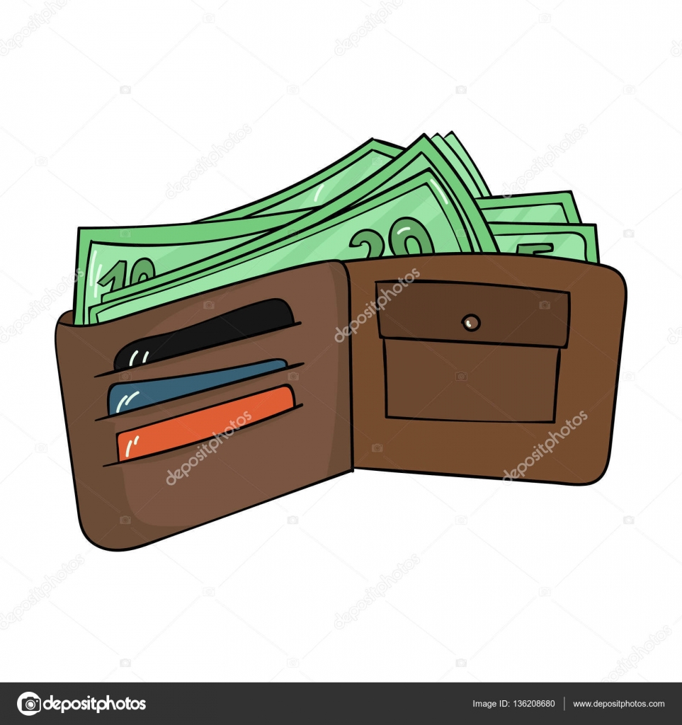 흰색 배경에 고립 된 만화 스타일에서 현금 아이콘 지갑. 슈퍼마켓 기호 주식 벡터 일러스트 레이 션. 스톡 벡터 -  ©PandaVector 136208680