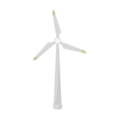 Rüzgar enerji türbin simgesi beyaz arka plan üzerinde izole karikatür tarzı. Biyoloji ve ekoloji sembol stok vektör çizim.