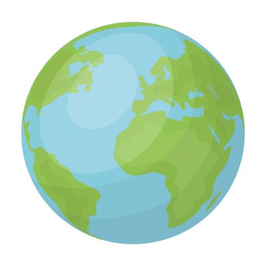 Beyaz arka plan üzerinde izole karikatür tarzı Earth simgesini. Biyoloji ve ekoloji sembol stok vektör çizim.