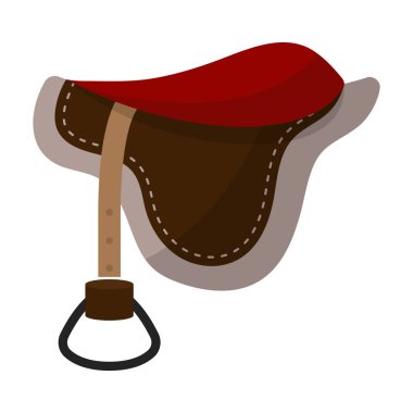 Eyer simgesi beyaz arka plan üzerinde izole karikatür tarzı. Hipodrom ve atın sembolü hisse senedi vektör çizim.
