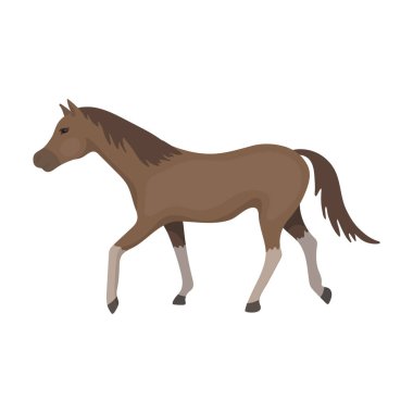 At simgesi beyaz arka plan üzerinde izole karikatür tarzı. Hipodrom ve atın sembolü hisse senedi vektör çizim.