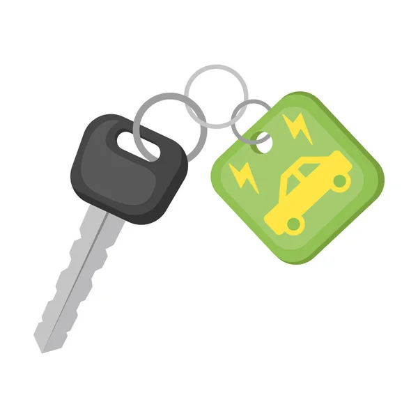 Nyckel från eco bil ikonen i tecknad stil isolerad på vit bakgrund. Bio och ekologi symbol lager vektorillustration. — Stock vektor