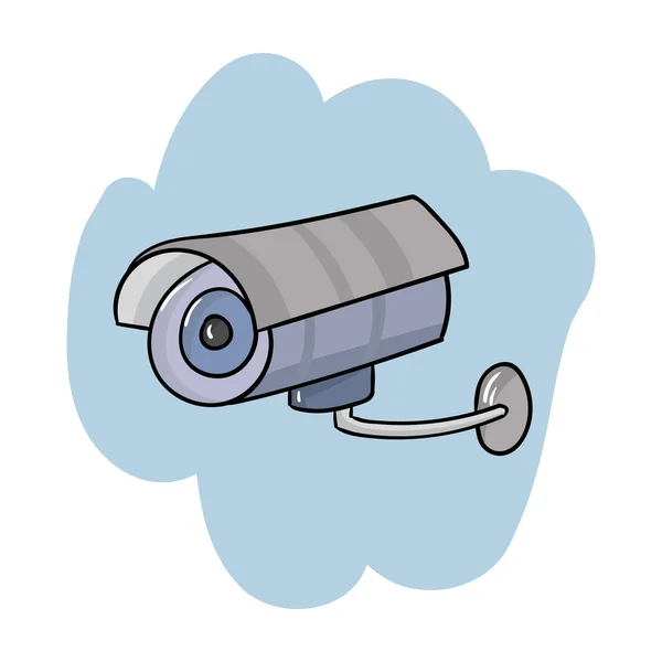 Security camera-pictogram in de cartoon stijl geïsoleerd op een witte achtergrond. Supermarkt symbool voorraad vectorillustratie. — Stockvector