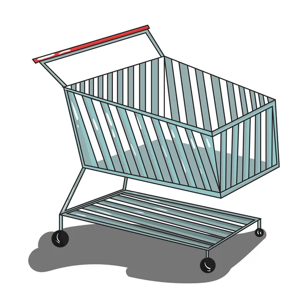 Shopping cart ikonen i tecknad stil isolerad på vit bakgrund. Stormarknad symbol lager vektorillustration. — Stock vektor