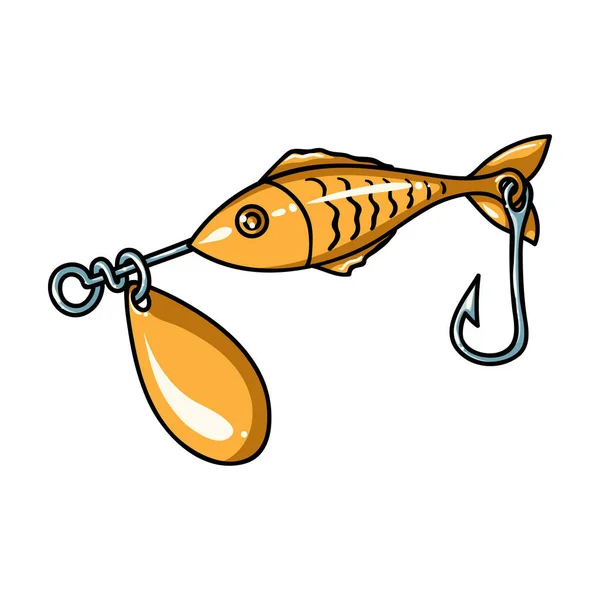 Icono de cebo de pesca en estilo de dibujos animados aislados sobre fondo blanco. Símbolo de pesca stock vector ilustración . — Vector de stock