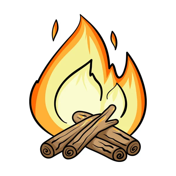 Kamp ateşi simgesi beyaz arka plan üzerinde izole karikatür tarzı. Balık tutma sembol stok vektör çizim.