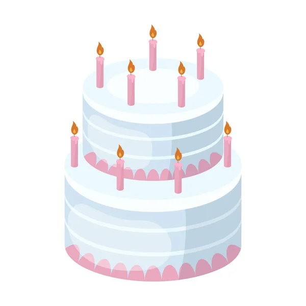 Birthday cake icon in cartoon style isolated on white background. Cakes symbol stock vector illustration. — Stock Vector