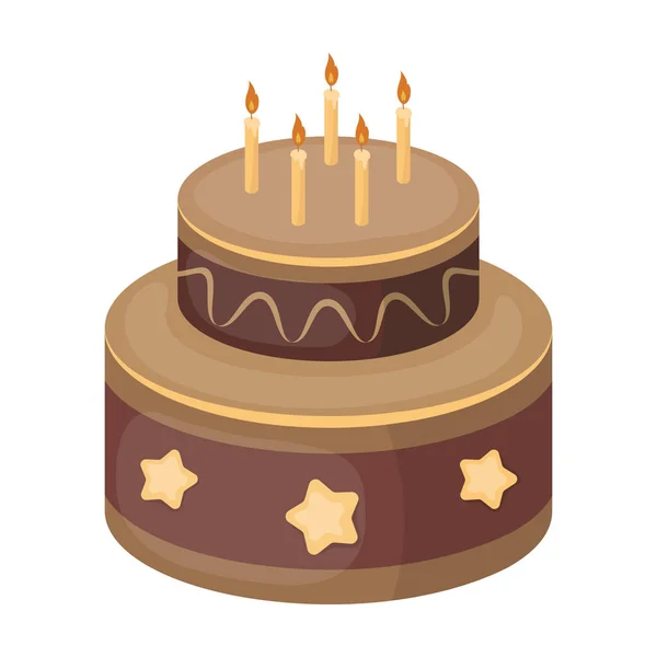 Yıldız simgesi beyaz arka plan üzerinde izole karikatür tarzı ile çikolatalı kek. Kek sembol stok vektör çizim. — Stok Vektör