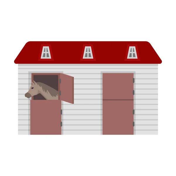 马稳定图标在白色背景上孤立的卡通风格。竞技场和马象征股票矢量图. — 图库矢量图片