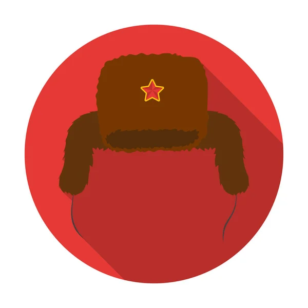 Icono de Ushanka en estilo plano aislado sobre fondo blanco. Rusia país símbolo stock vector ilustración . — Archivo Imágenes Vectoriales