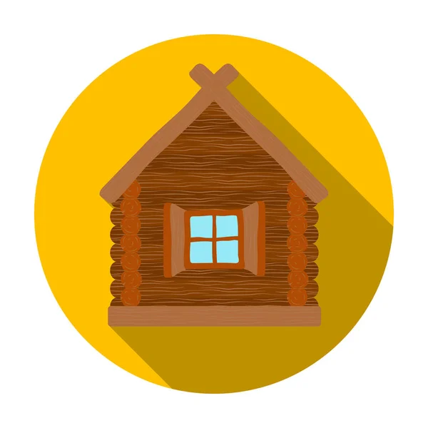 Wooden house icon in flat style isolated on white background. Russian country symbol stock vector illustration. — Stock Illustration Wooden house icon in flat style isolated on white background. Russian country symbol stock vector illustration. Stock Vector