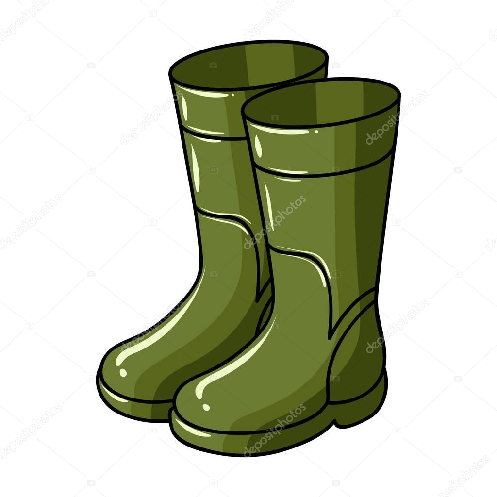 Rubber boots icon in cartoon design isolated on white background. Fishing symbol stock vector illustration.