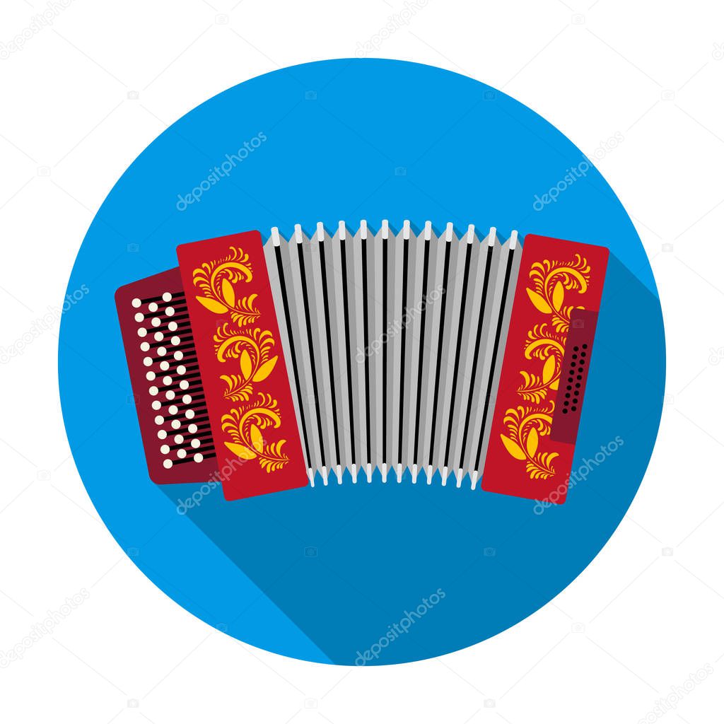 Classical bayan, accordion or harmonic icon in flat style isolated on white background. Russian country symbol stock vector illustration.
