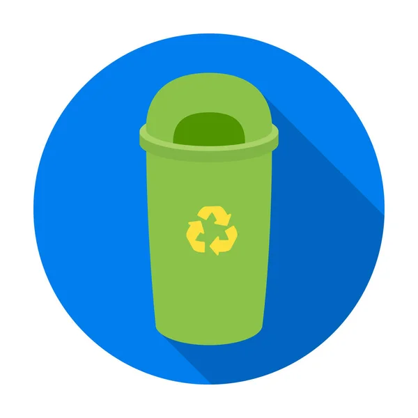 Recycleer het pictogram van de vuilnisbak in vlakke stijl geïsoleerd op een witte achtergrond. Bio en ecologie symbool voorraad vectorillustratie. — Stockvector