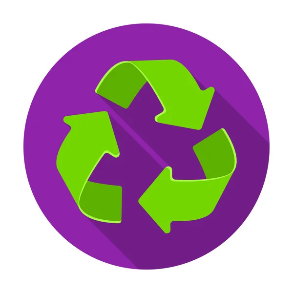 Groen recycling teken pictogram in vlakke stijl geïsoleerd op een witte achtergrond. Bio en ecologie symbool voorraad vectorillustratie. — Stockvector