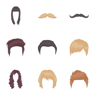 Sakal karikatür tarzı simgeleri ayarlayın. Sakal vektör simge stok çizim büyük toplama