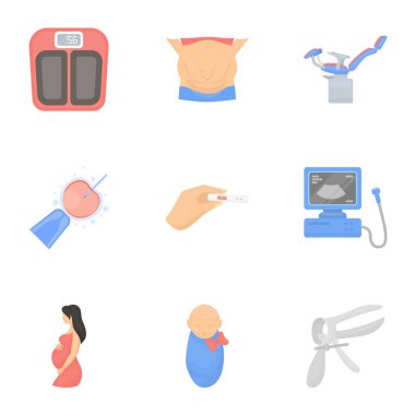 Gebelik karikatür tarzı simgeleri ayarlayın. Gebelik vektör simge stok çizim büyük toplama