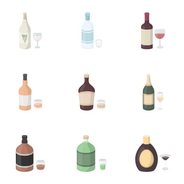 Alcool set icone in stile cartone animato. Grande collezione di alcol vettore simbolo stock illustrazione — Vettoriale Stock