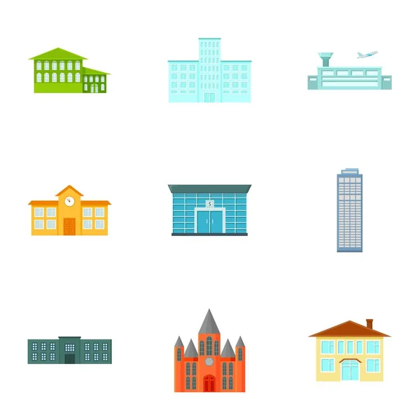 Building set icons in cartoon style. Big collection of building vector symbol stock illustration — Stock Vector