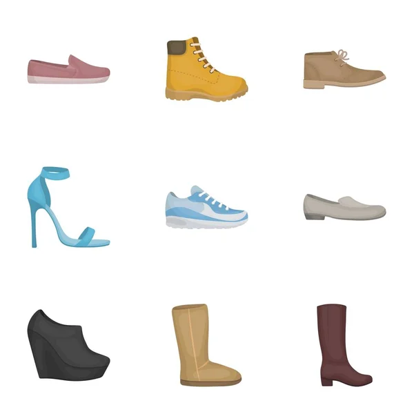 Los zapatos establecen iconos en estilo de dibujos animados. Gran colección de zapatos vector símbolo stock ilustración — Vector de stock